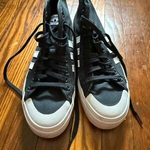 Adidas Nizza Black and White High-Top Sneakers